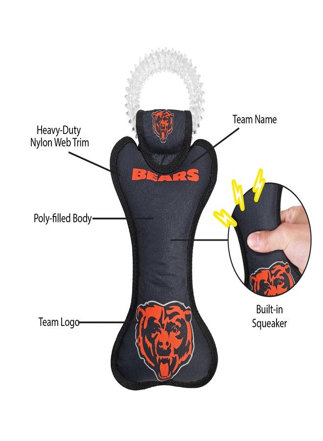 Pets First NFL Chicago Bears Dental Dog TUG Toy with Squeaker. Tough PET Toy for Healthy Fun, Teething, & Cleaning Pet's Teeth & Gum, Team Color - Image 5
